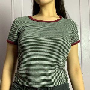 Maroon Striped Wringer T-Shirt